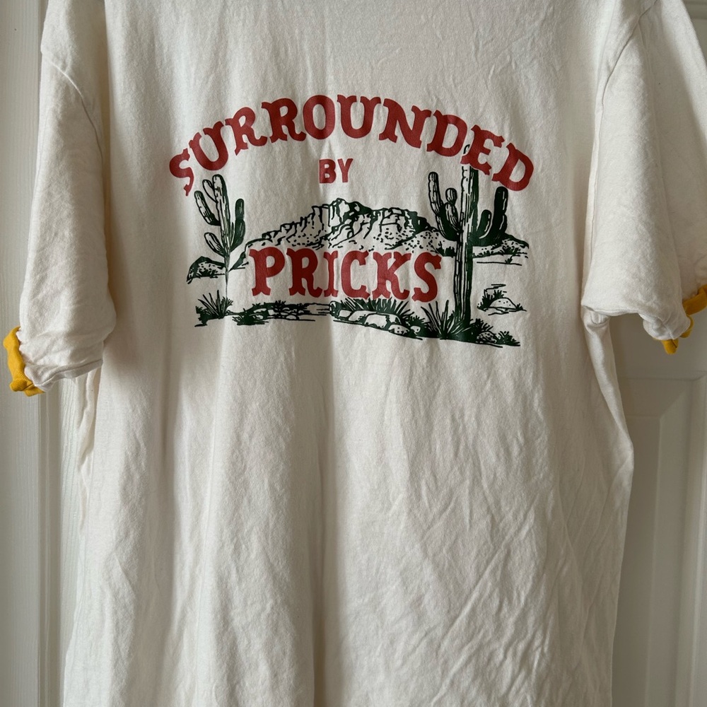Graphic Cream T-Shirt with Cactus Design - Picture 1 of 2